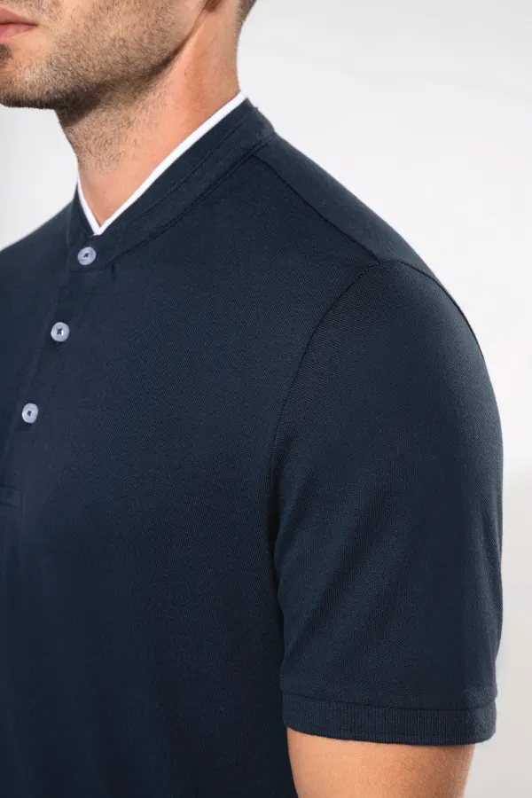 Polo col mao manches courtes homme porté — vue 3