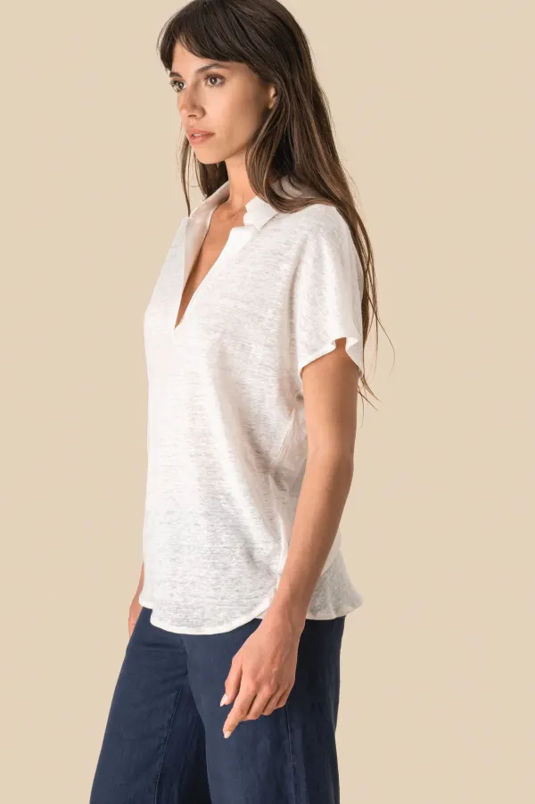 Polo en lin femme porté — vue 3