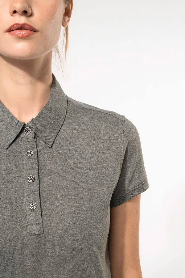 Polo jersey manches courtes femme porté — vue 3