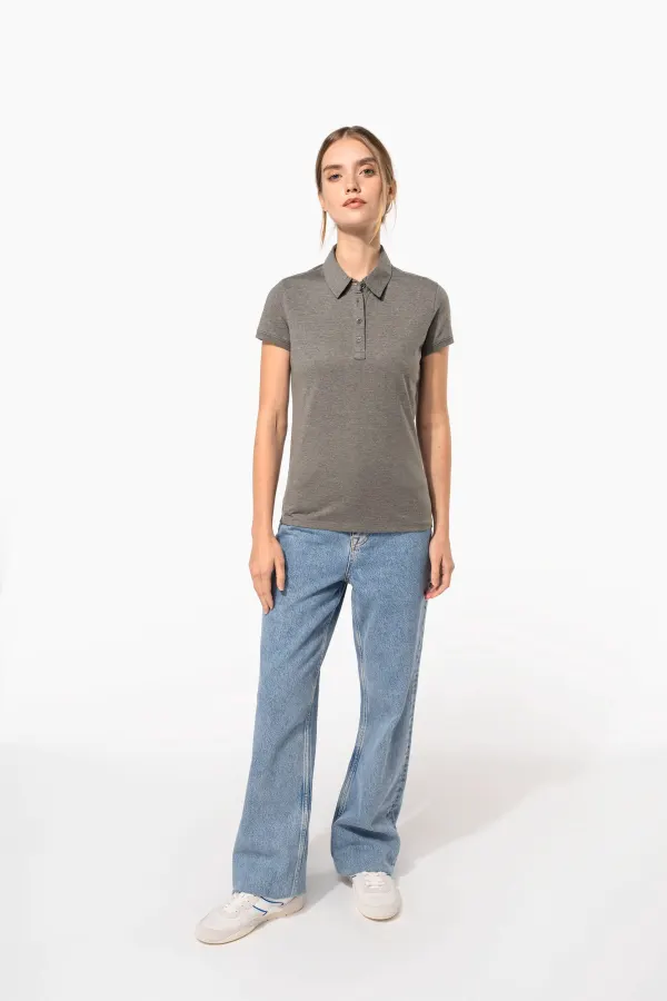 Polo jersey manches courtes femme porté — vue 4