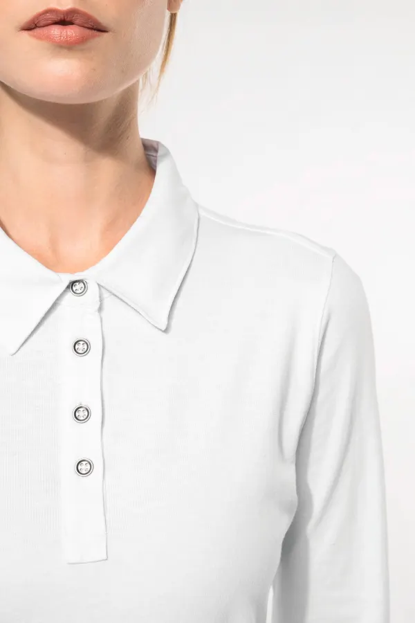 Polo jersey manches longues femme porté — vue 2