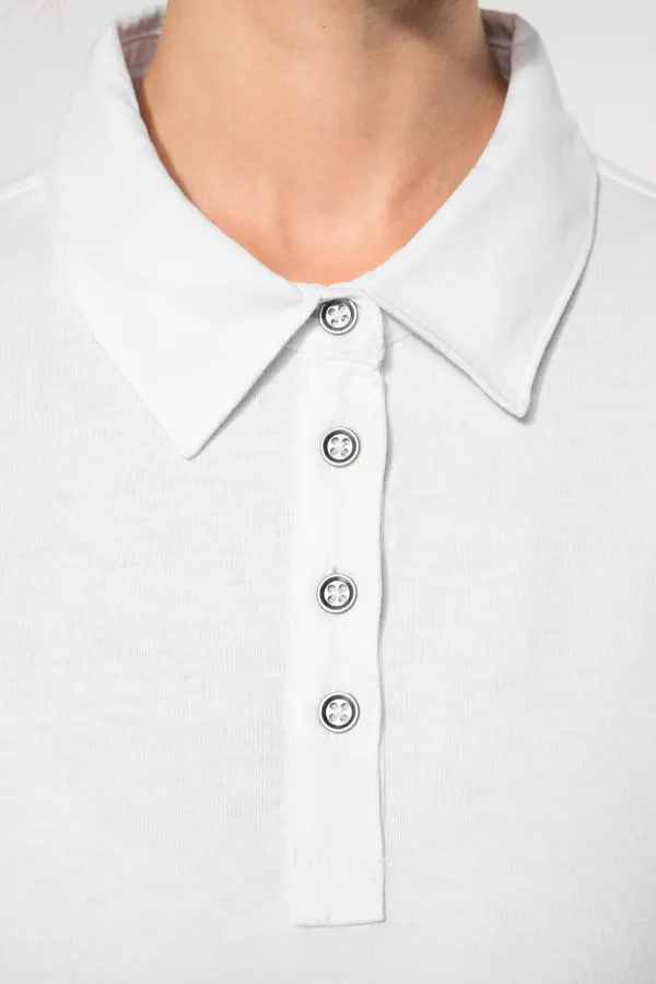 Polo jersey manches longues femme porté — vue 3