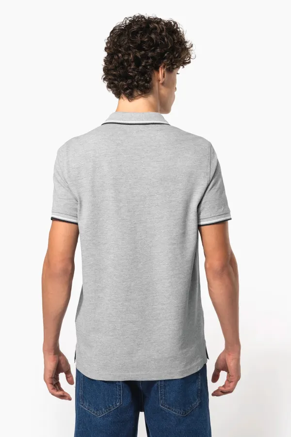 Polo maille piquée manches courtes homme porté — vue 1