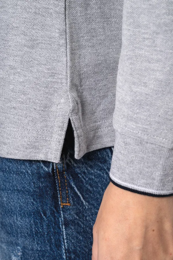 Polo maille piquée manches longues femme porté — vue 3