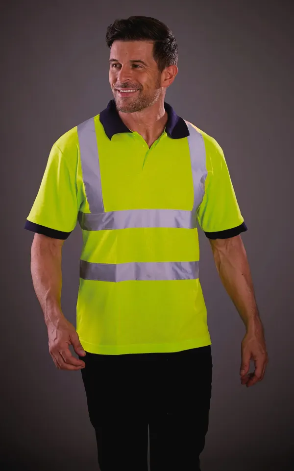 Polo manches courtes haute visibilité porté — vue 1