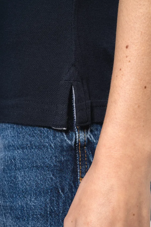 Polo piqué bicolore femme porté — vue 2