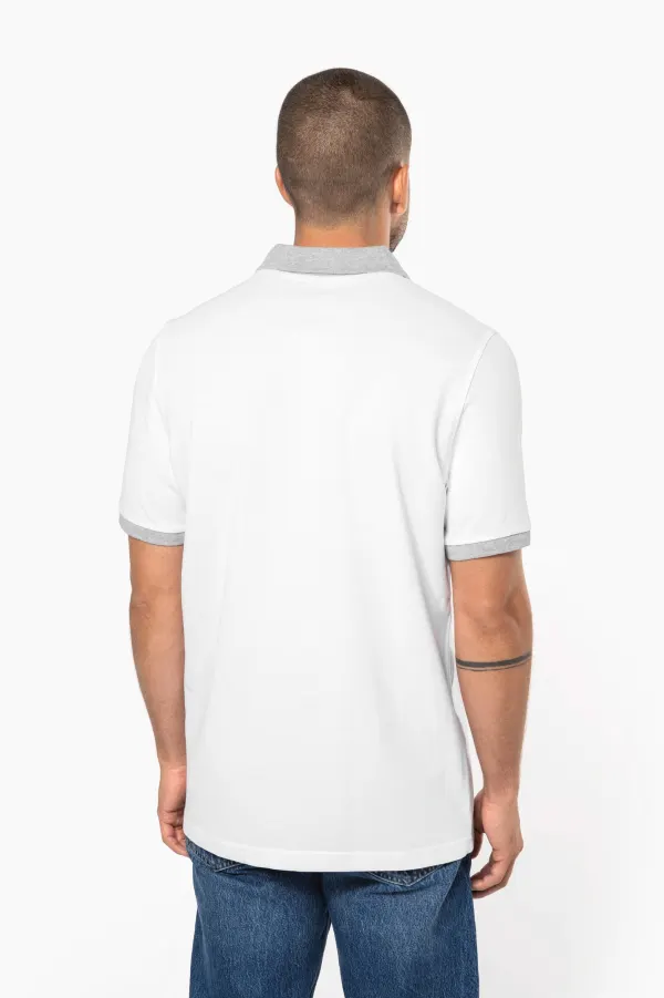 Polo piqué bicolore homme porté — vue 1