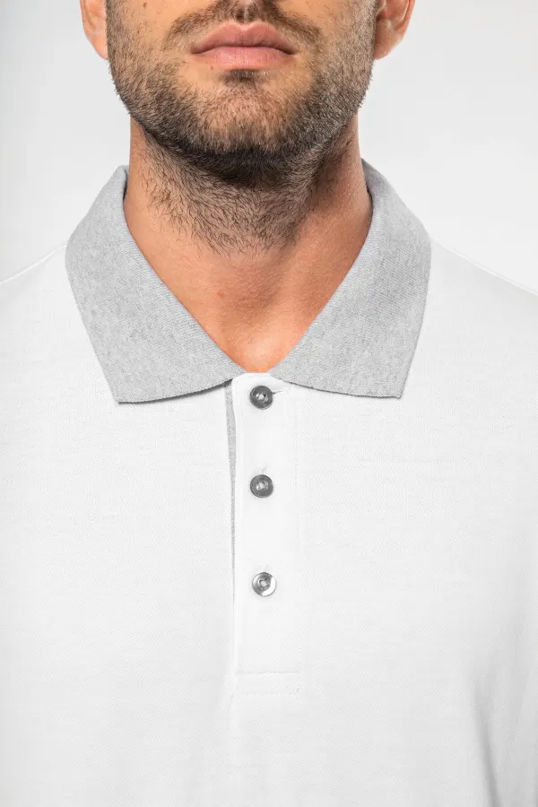 Polo piqué bicolore homme porté — vue 2