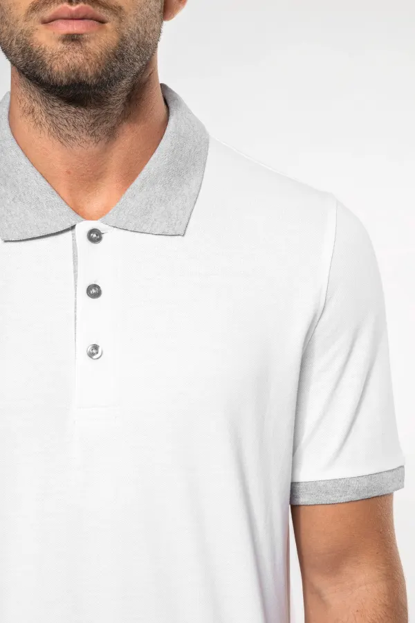 Polo piqué bicolore homme porté — vue 3