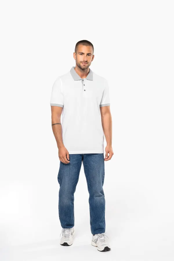 Polo piqué bicolore homme porté — vue 4