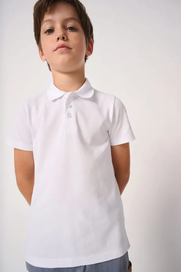Polo piqué enfant porté — vue 2