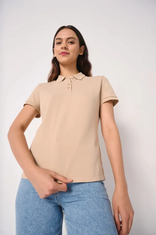 Polo piqué femme porté — vue 2