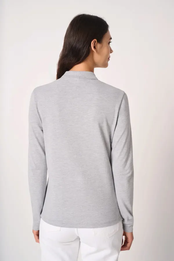 Polo piqué LSL femme porté — vue 1