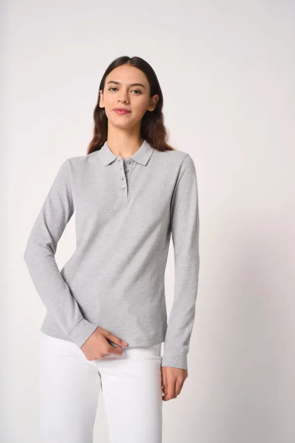 Polo piqué LSL femme porté — vue 2