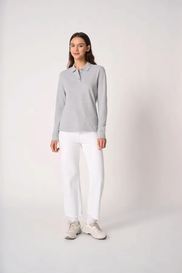 Polo piqué LSL femme porté — vue 3