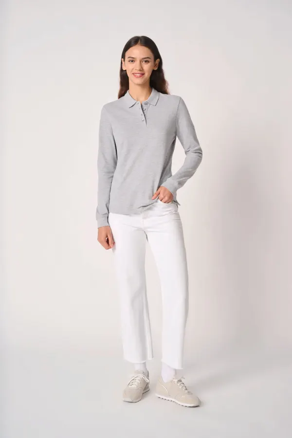 Polo piqué LSL femme porté — vue 4