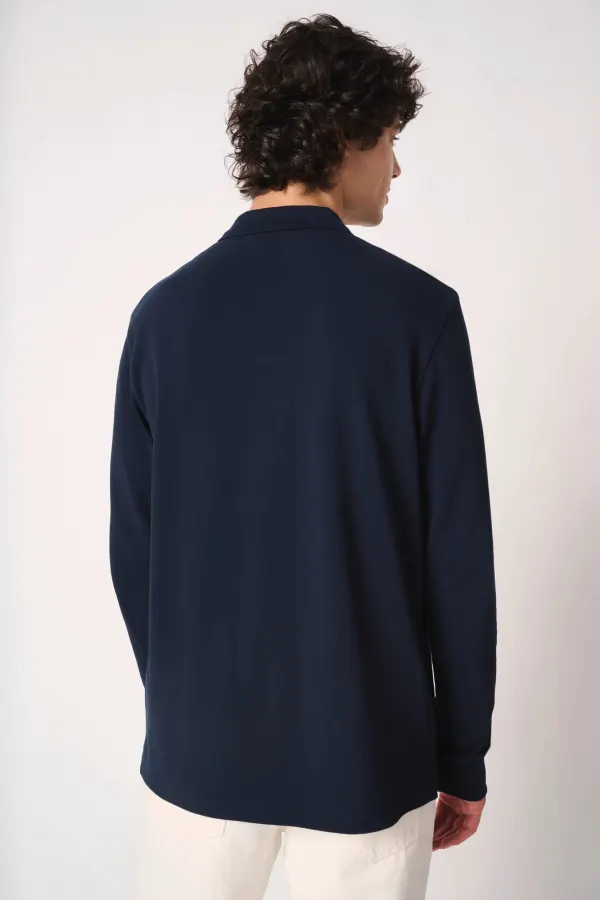 Polo piqué LSL homme porté — vue 1