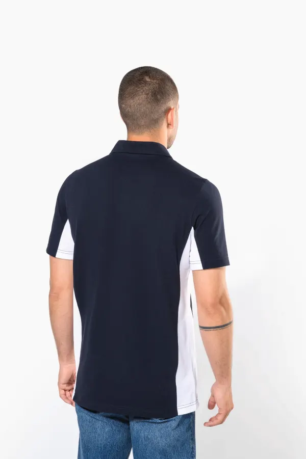 Polo piqué manches courtes bicolore homme porté — vue 1