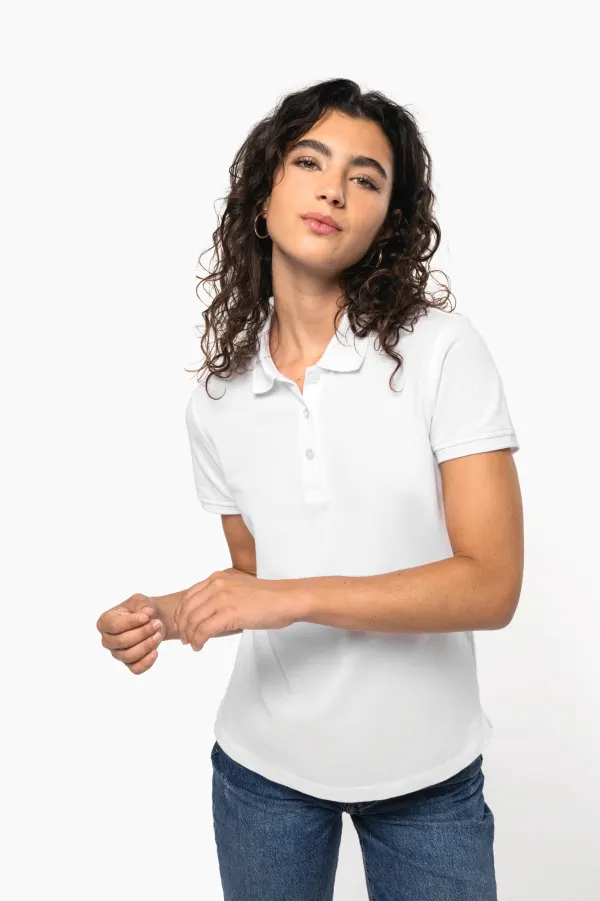 Polo piqué manches courtes femme (K291) porté — vue 2