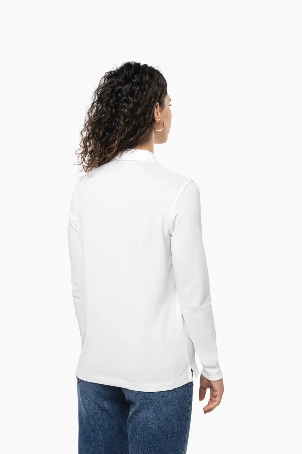 Polo piqué manches longues Bio180 femme porté — vue 1