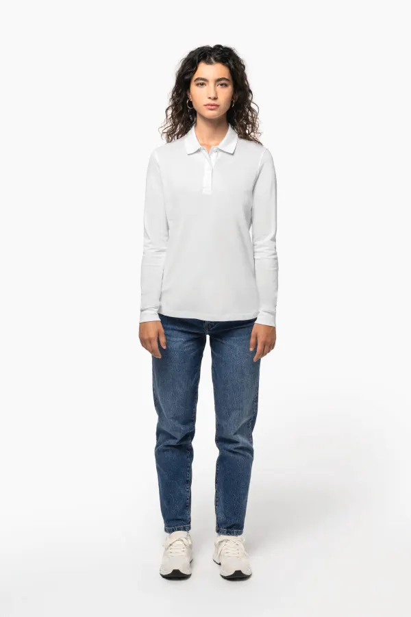 Polo piqué manches longues Bio180 femme porté — vue 4