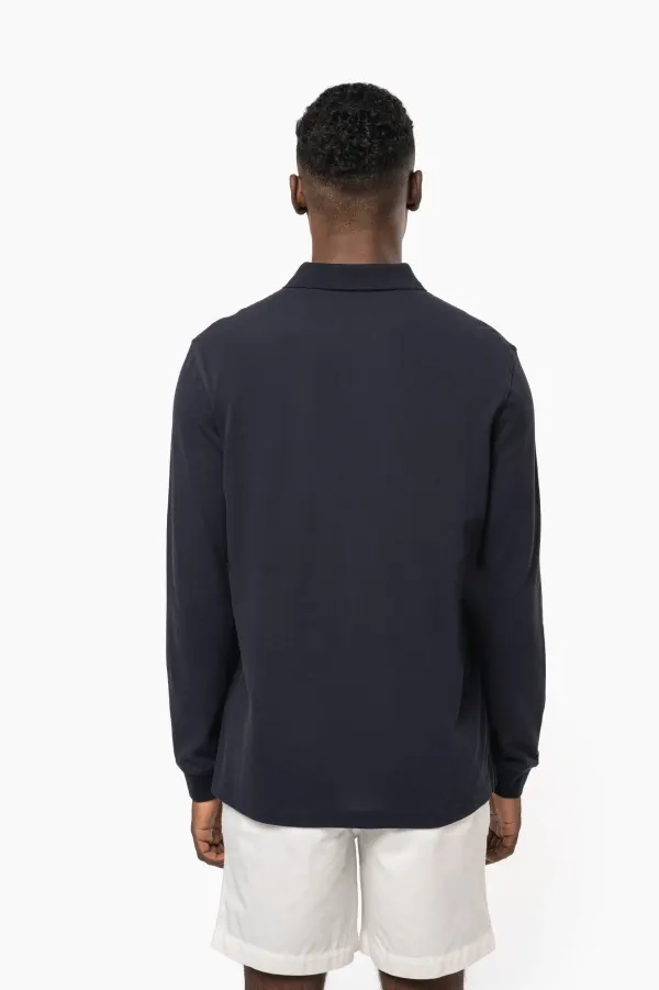 Polo piqué manches longues Bio180 homme porté — vue 1