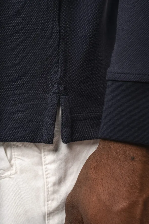 Polo piqué manches longues Bio180 homme porté — vue 3