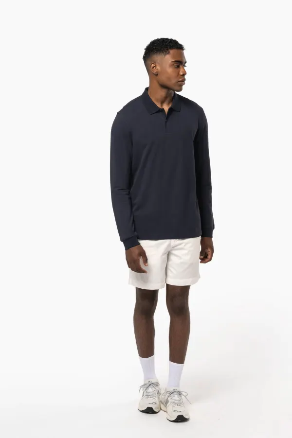 Polo piqué manches longues Bio180 homme porté — vue 4