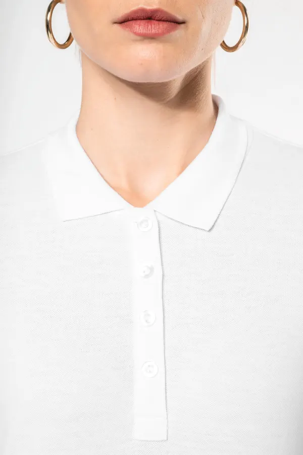 Polo piqué manches longues femme porté — vue 2