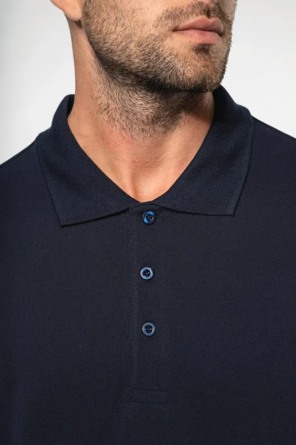 Polo piqué manches longues homme porté — vue 2
