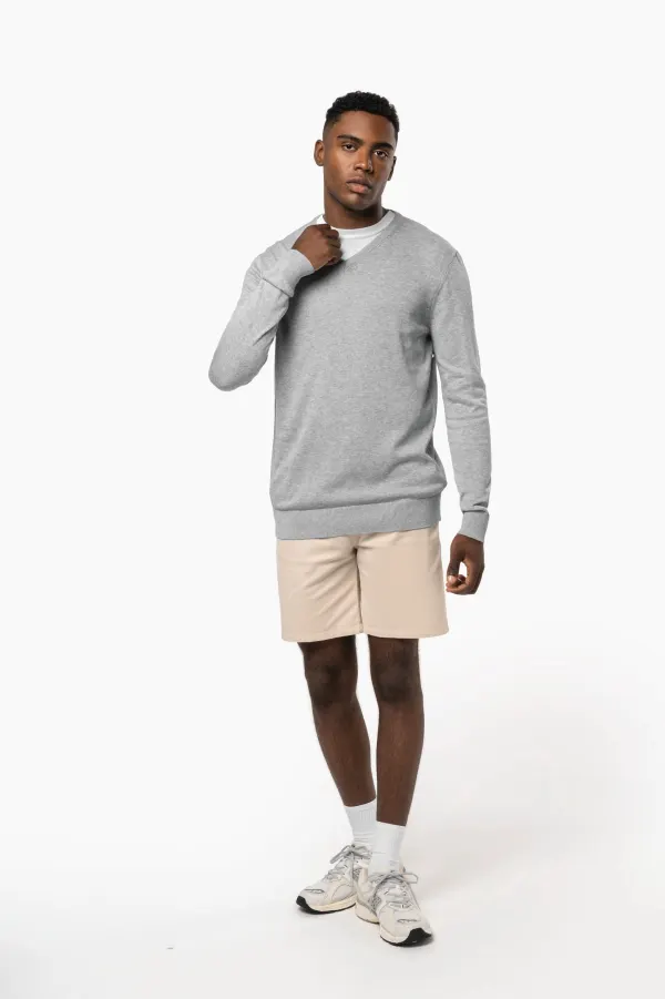 Pull col en V écoresponsable homme porté — vue 4