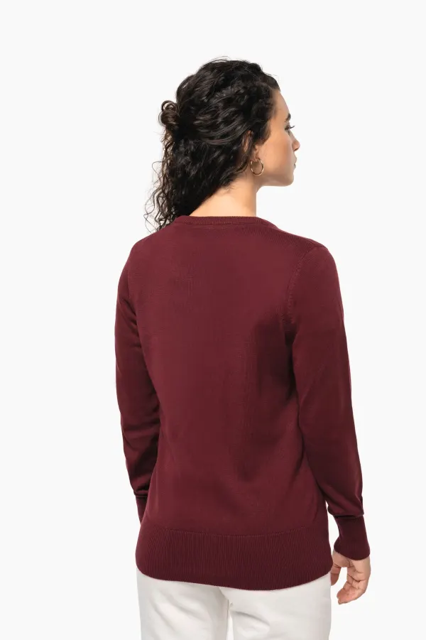 Pull col V femme (K966) porté — vue 1