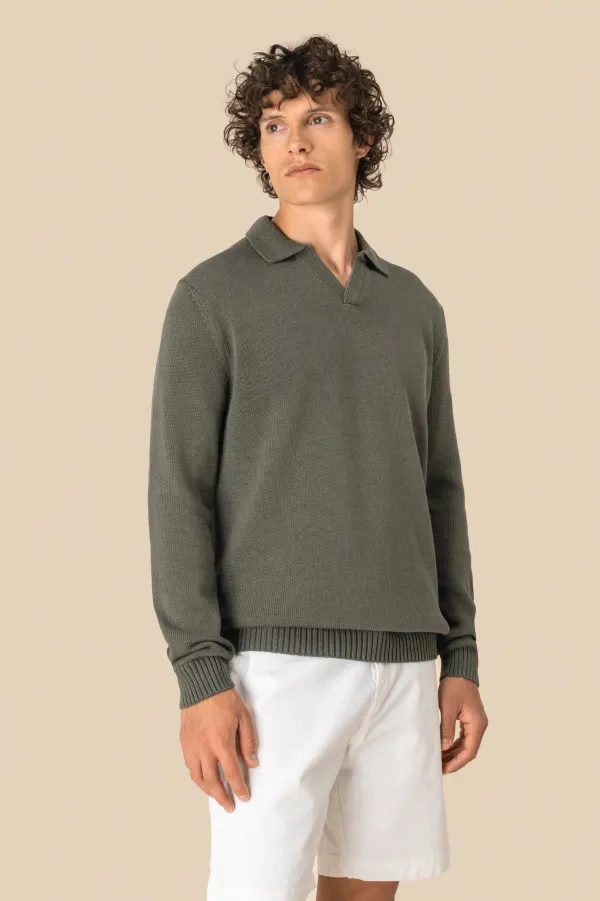 Pull homme à col polo porté — vue 2