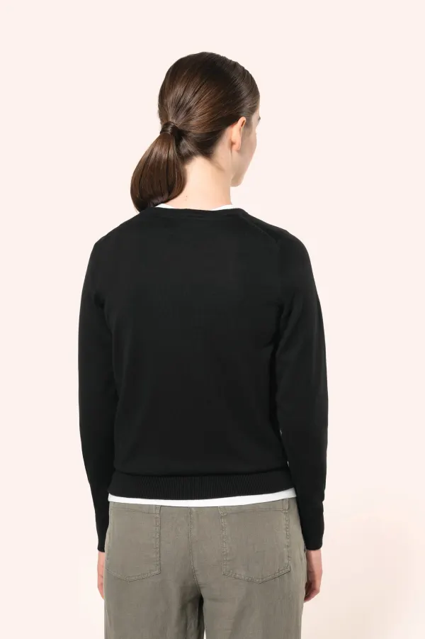 Pull Supima® col rond  femme porté — vue 1