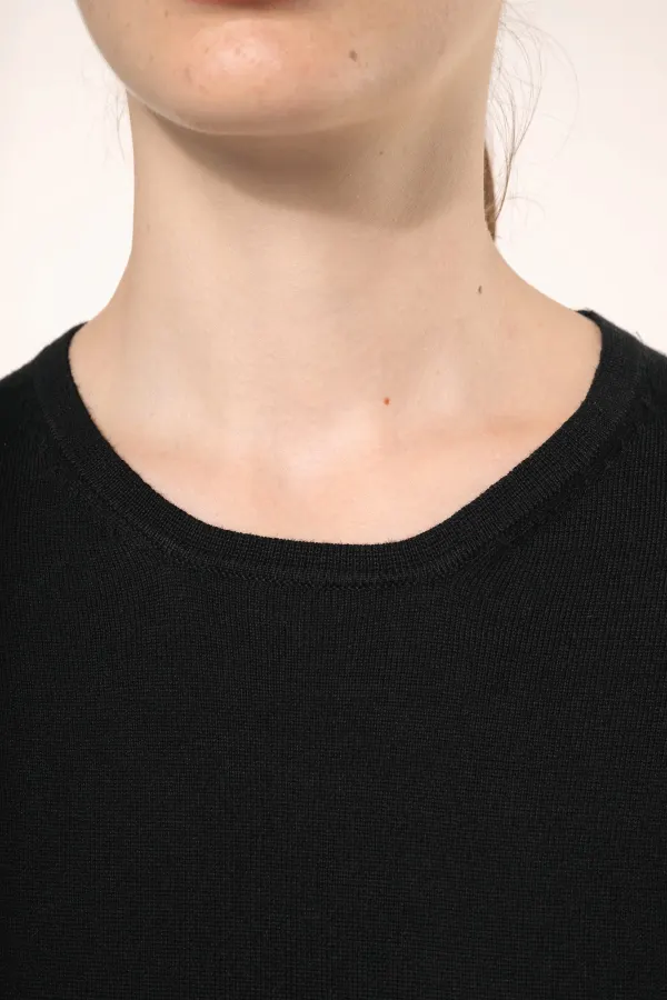 Pull Supima® col rond  femme porté — vue 3