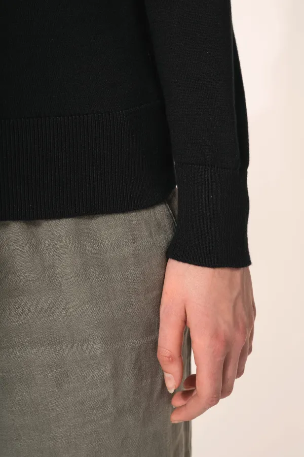 Pull Supima® col rond  femme porté — vue 4