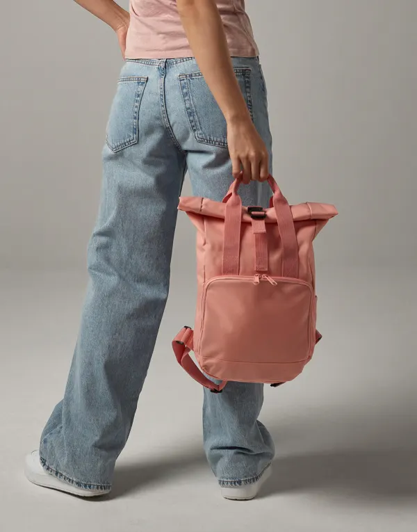 Recycled Mini Twin Handle Roll-Top Backpack porté — vue 1