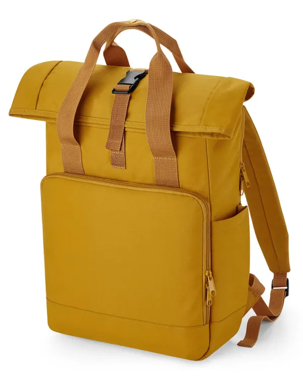 Recycled Twin Handle Roll-Top Laptop Backpack porté — vue 2