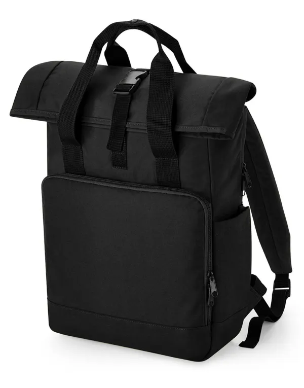 Recycled Twin Handle Roll-Top Laptop Backpack porté — vue 3