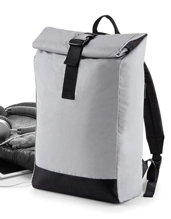 Reflective Roll-Top Backpack porté — vue 2