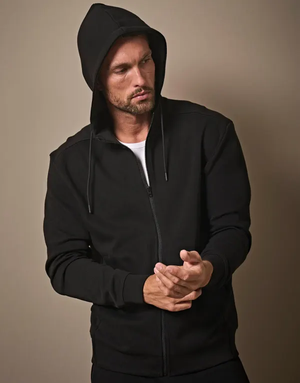 Ribbed Interlock Hooded Full Zip porté — vue 1