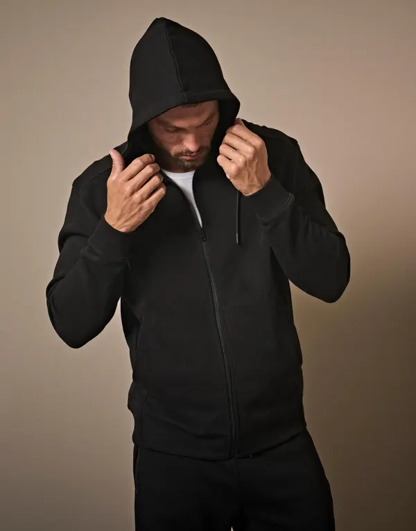 Ribbed Interlock Hooded Full Zip porté — vue 2