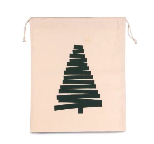 Sac coton à cordon motif sapin porté — vue 1