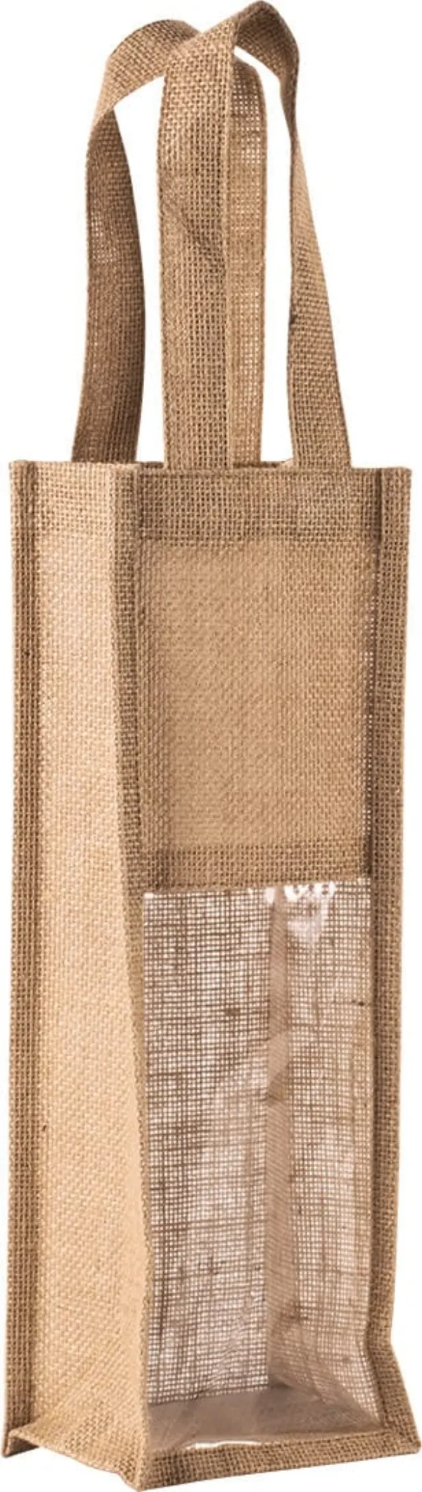 Sac porte-bouteille en jute porté — vue 1
