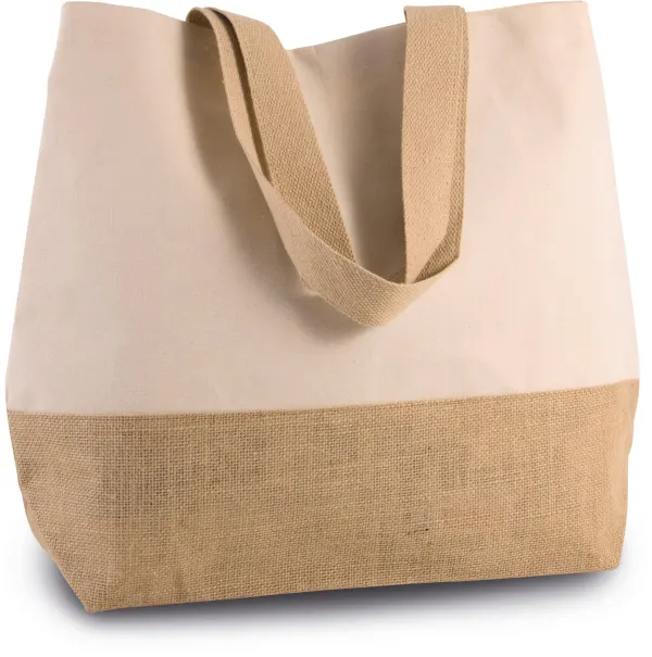 Sac shopping en toiles de coton et jute porté — vue 2