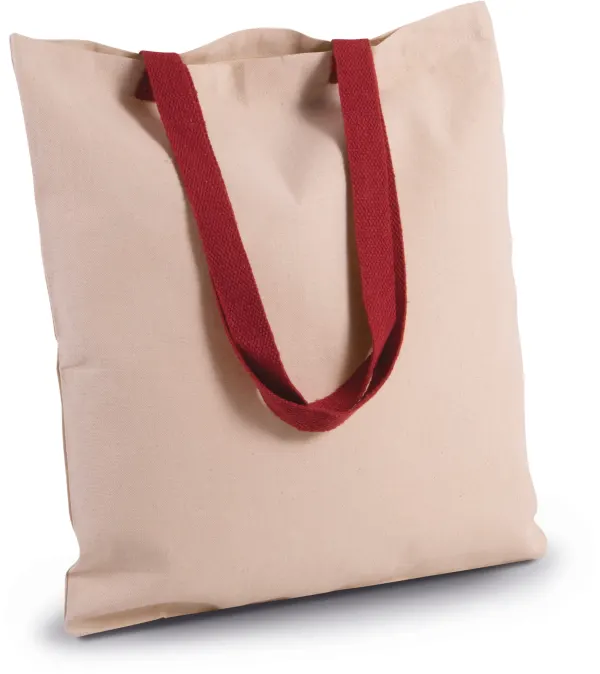 Sac shopping plat en toile avec poignées contrastées porté — vue 1