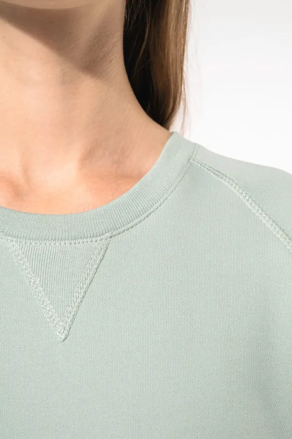 Sweat-shirt Bio col rond manches raglan femme porté — vue 3