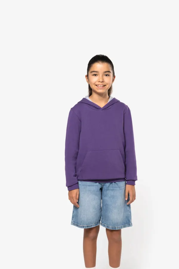 Sweat-shirt capuche contrastée enfant porté — vue 1