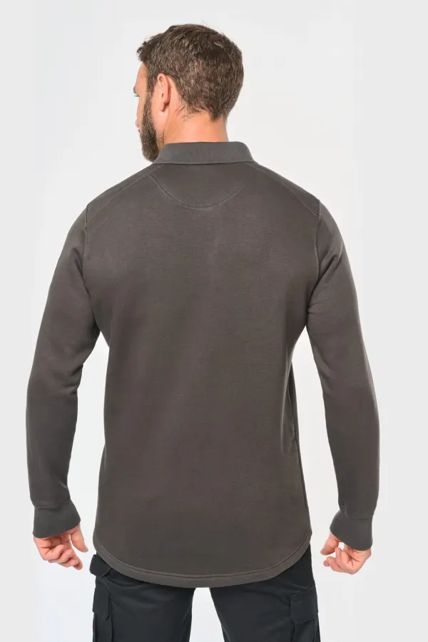 Sweat-shirt col polo homme porté — vue 1