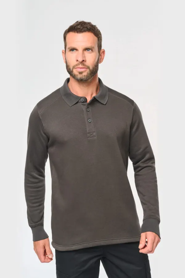 Sweat-shirt col polo homme porté — vue 2